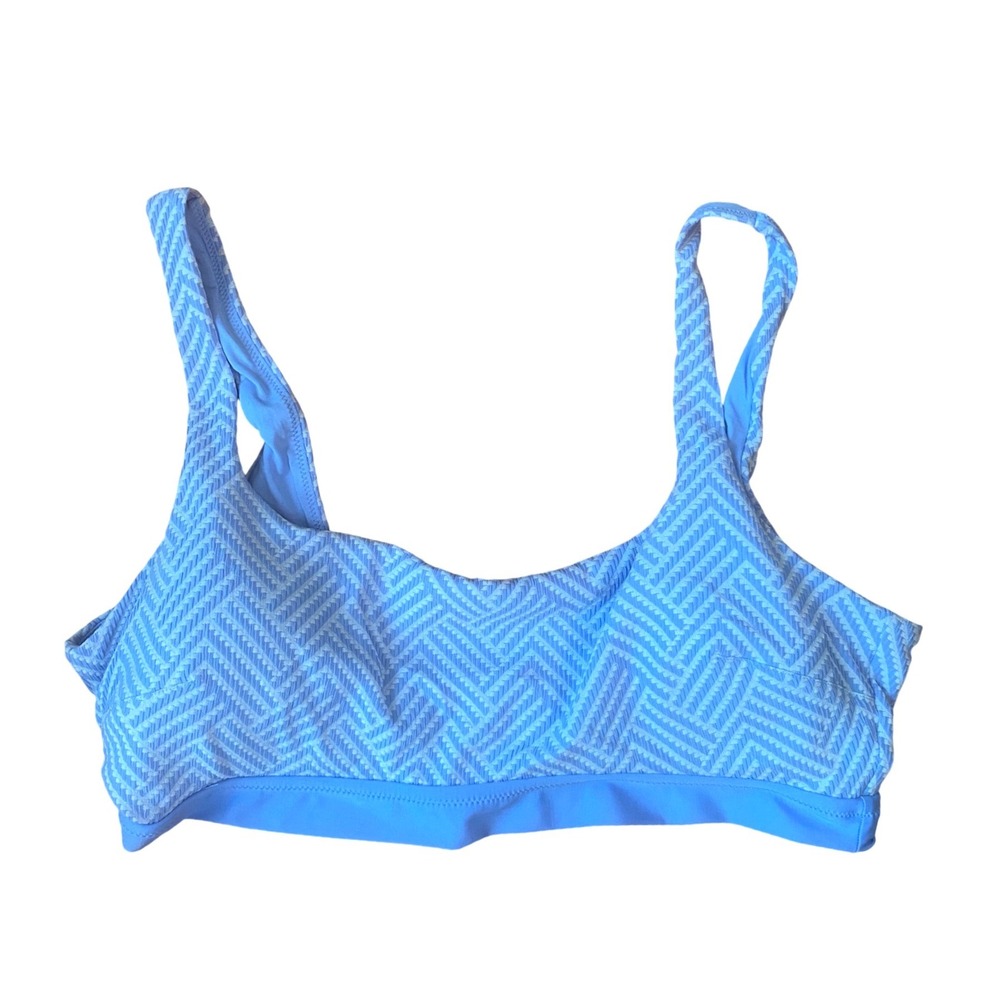 Aerie swim top Light Blue White Textured Chevron Scoop Neck Top Size XXL